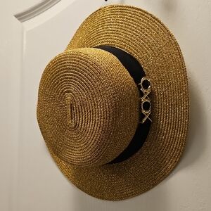 XOXO Gold and Black Straw Hat